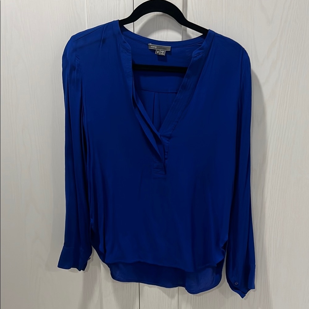 Women's Blue V-Neck Blouse
